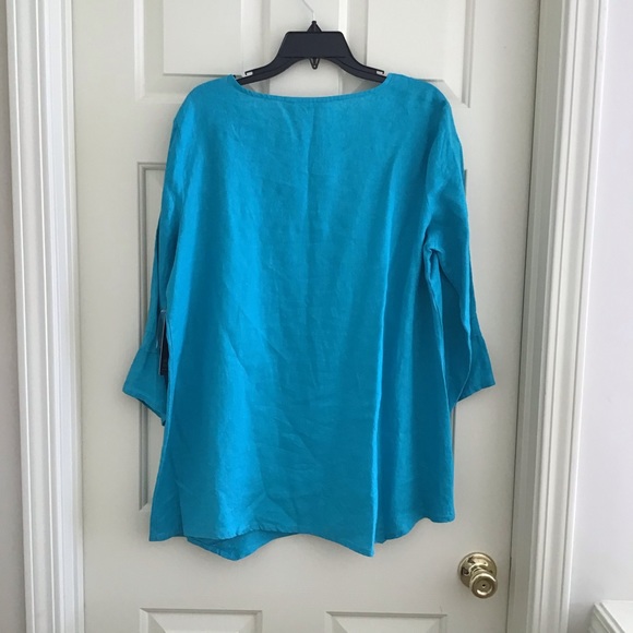 Ali Miles Linen 3/4 Sleeve Asymmetric Hem Tunic M - Picture 4 of 4